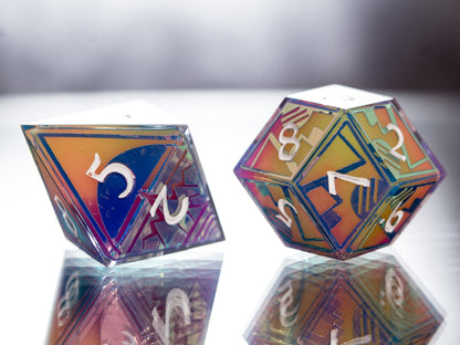 Synthwave Sunrise - 7 Piece Handmade Dice