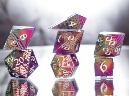 Synthwave Sunrise - 7 Piece Handmade Dice