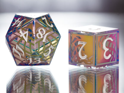 Synthwave Sunrise - 7 Piece Handmade Dice
