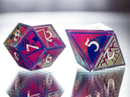 Synthwave Sunrise - 7 Piece Handmade Dice