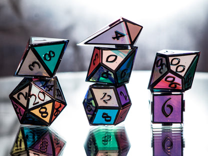 Holographic Stained Glass - 7 Piece Handmade Dice