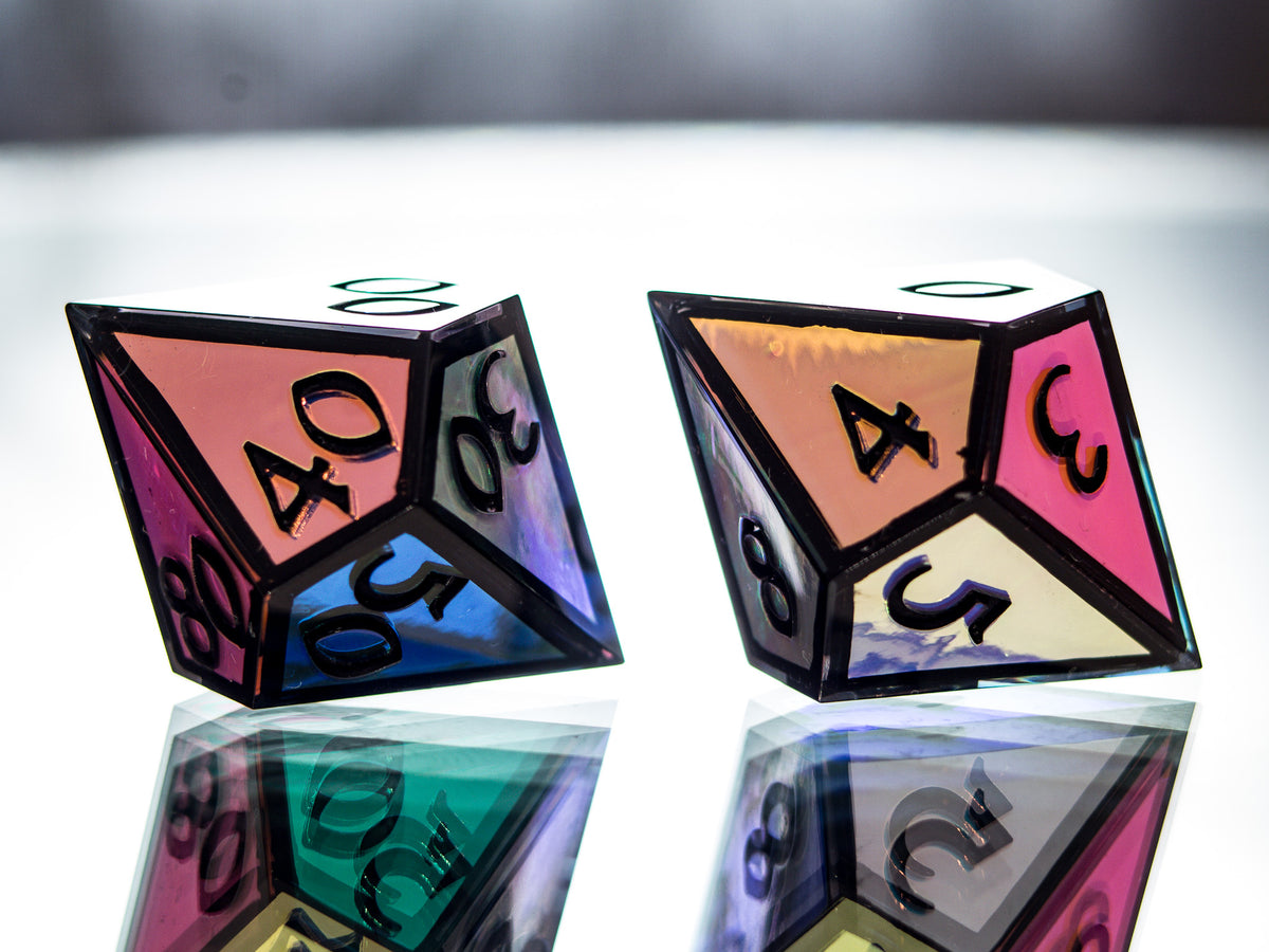 Holographic Stained Glass - 7 Piece Handmade Dice