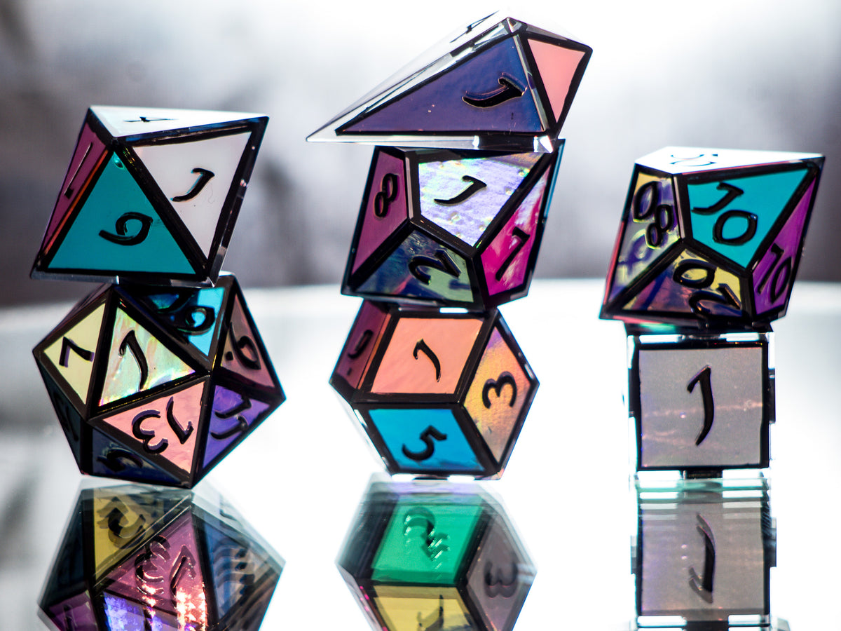 Holographic Stained Glass - 7 Piece Handmade Dice
