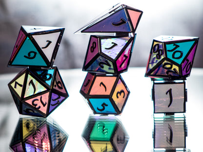 Holographic Stained Glass - 7 Piece Handmade Dice