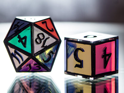 Holographic Stained Glass - 7 Piece Handmade Dice