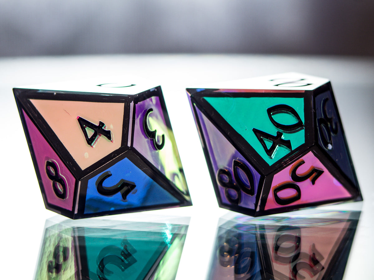 Holographic Stained Glass - 7 Piece Handmade Dice