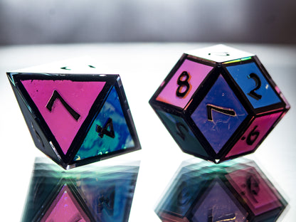 Holographic Stained Glass - 7 Piece Handmade Dice