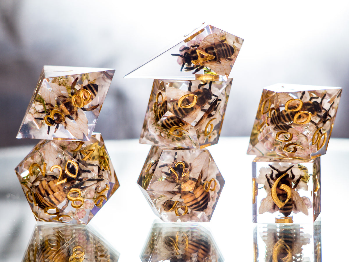 Honeybee Garden - 7 Piece Handmade Dice