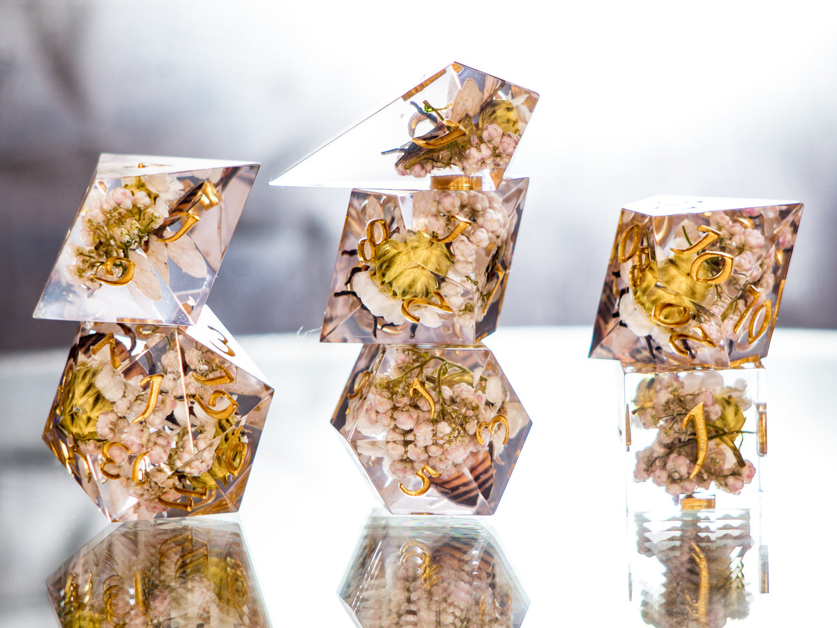 Honeybee Garden - 7 Piece Handmade Dice