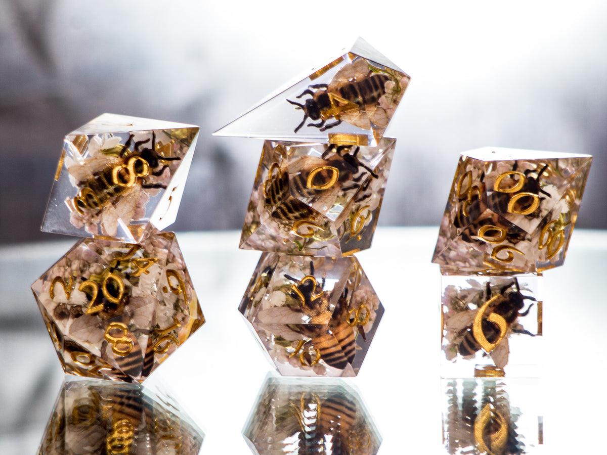 Honeybee Garden - 7 Piece Handmade Dice