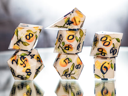 Navigator's Orange Grove- 7 Piece Handmade Dice