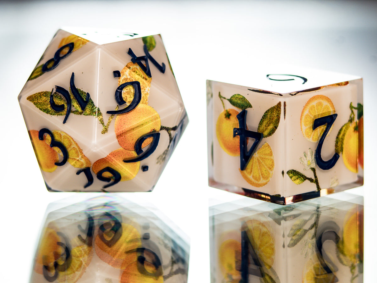 Navigator's Orange Grove- 7 Piece Handmade Dice