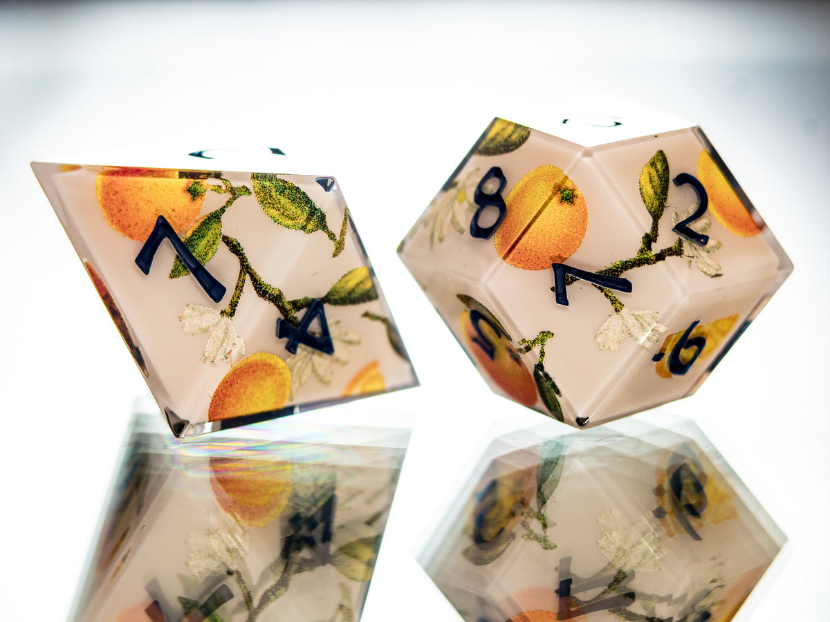 Navigator's Orange Grove- 7 Piece Handmade Dice