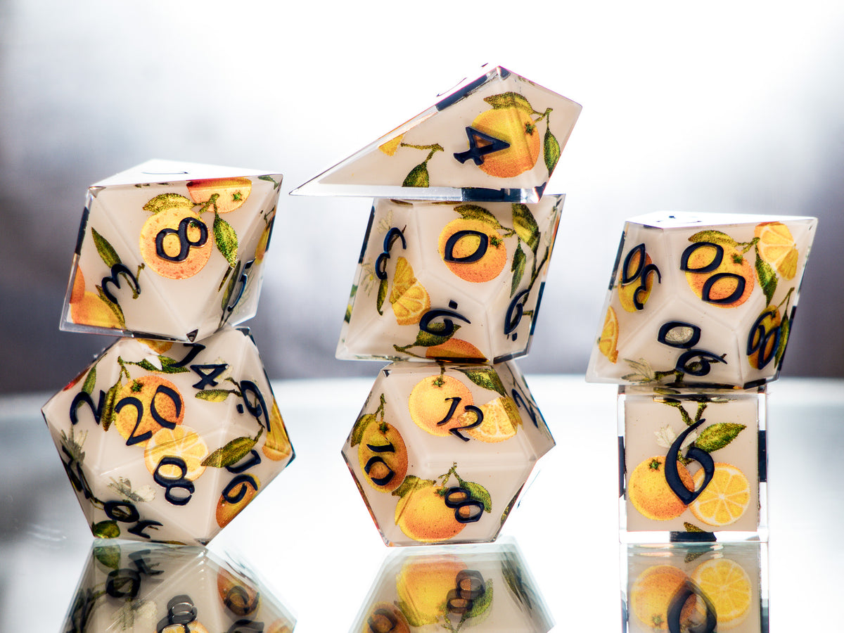Orange Grove - 7 Piece Handmade Dice