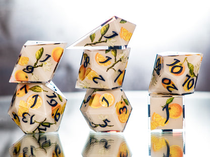 Orange Grove - 7 Piece Handmade Dice