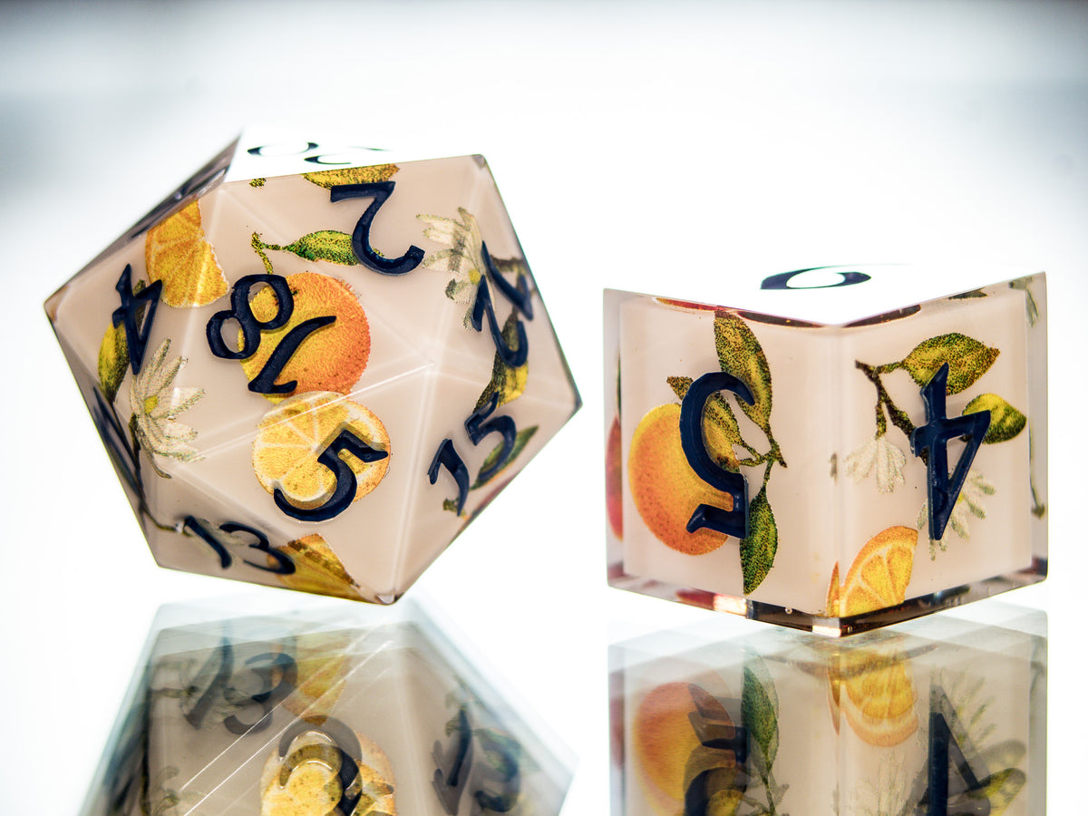 Orange Grove - 7 Piece Handmade Dice