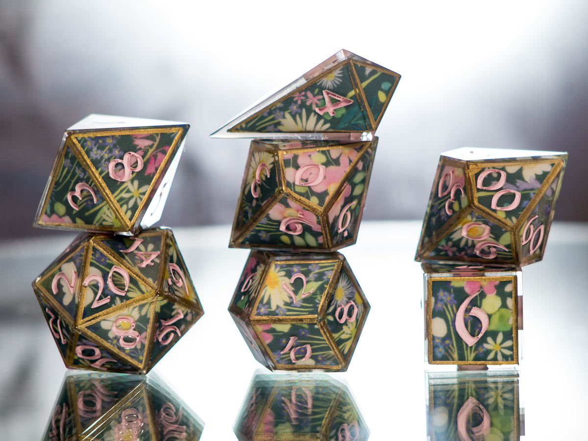 Water Lilies - 7 Piece Handmade Dice