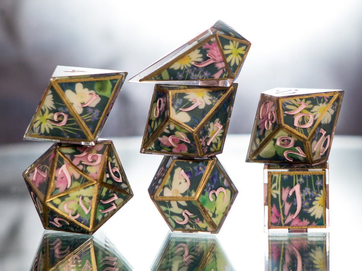Water Lilies - 7 Piece Handmade Dice