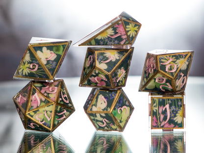 Water Lilies - 7 Piece Handmade Dice