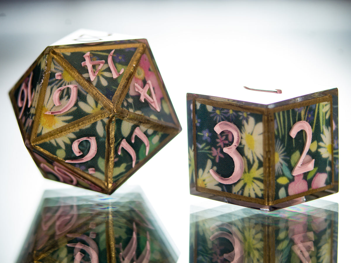 Water Lilies - 7 Piece Handmade Dice