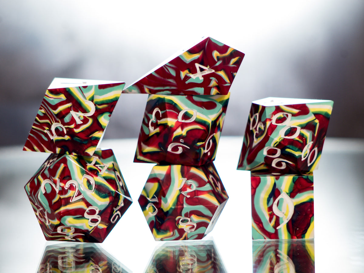 Faux Fordite - 7 Piece Handmade Dice