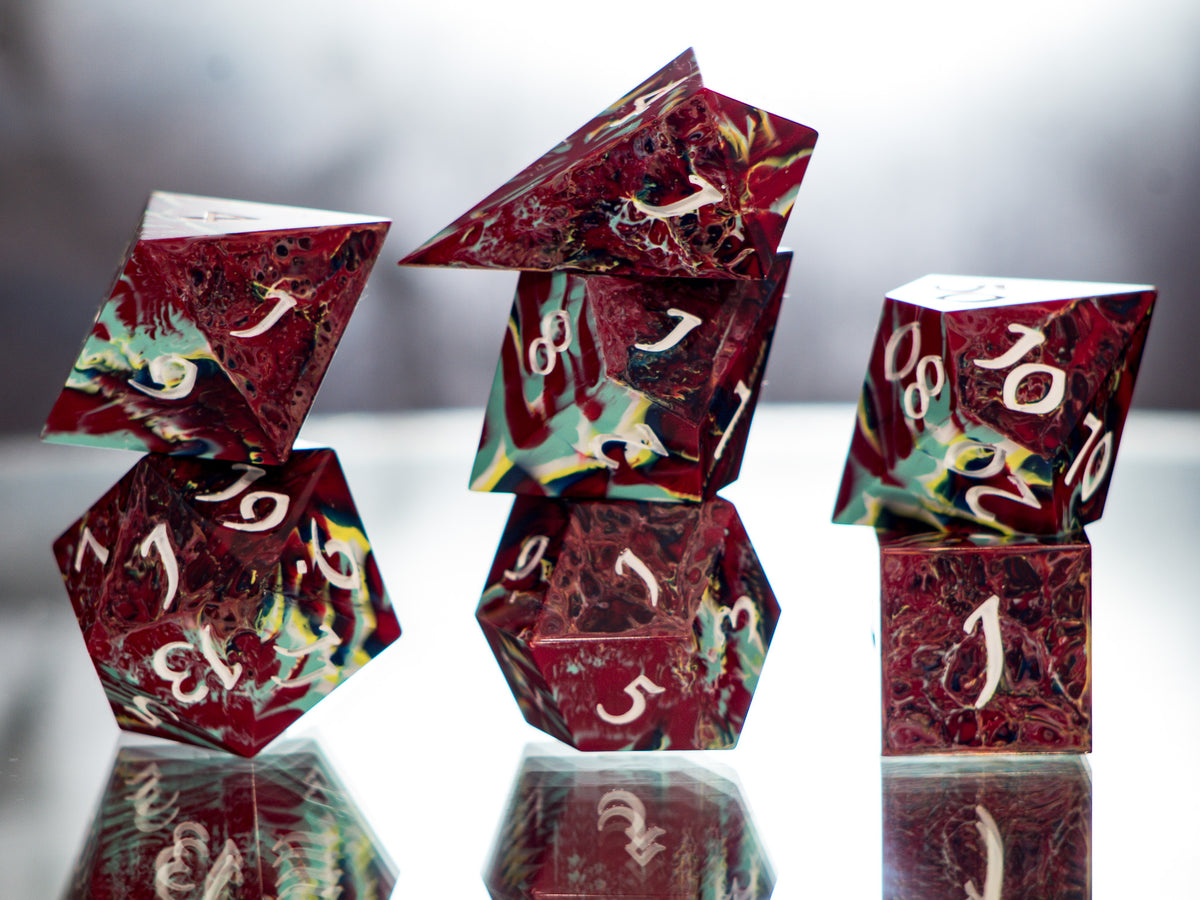 Faux Fordite - 7 Piece Handmade Dice