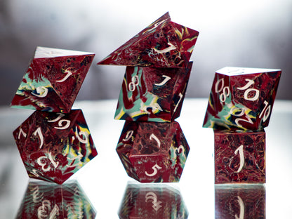 Faux Fordite - 7 Piece Handmade Dice