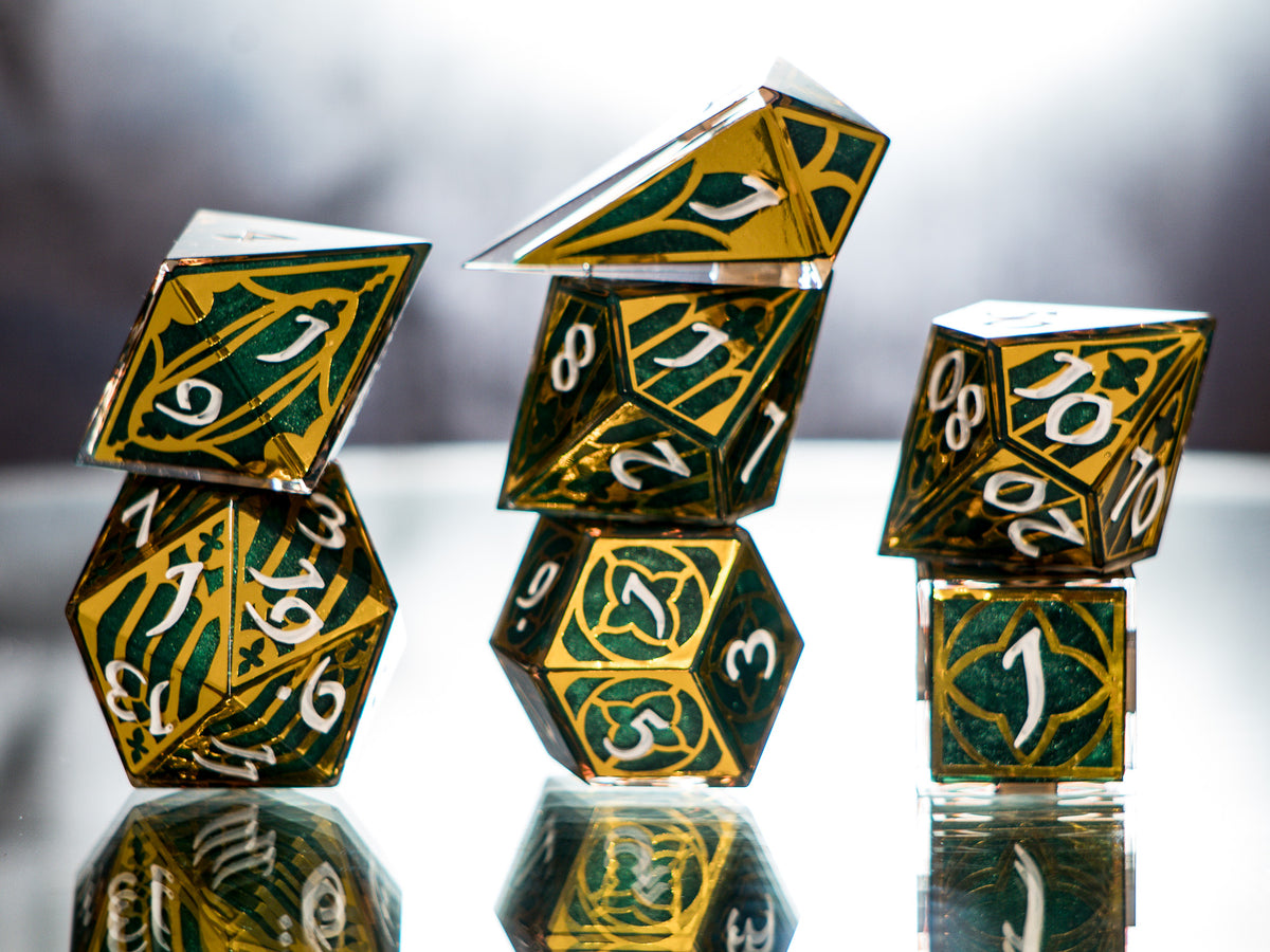 Emerald Cathedral - 7 Piece Handmade Dice