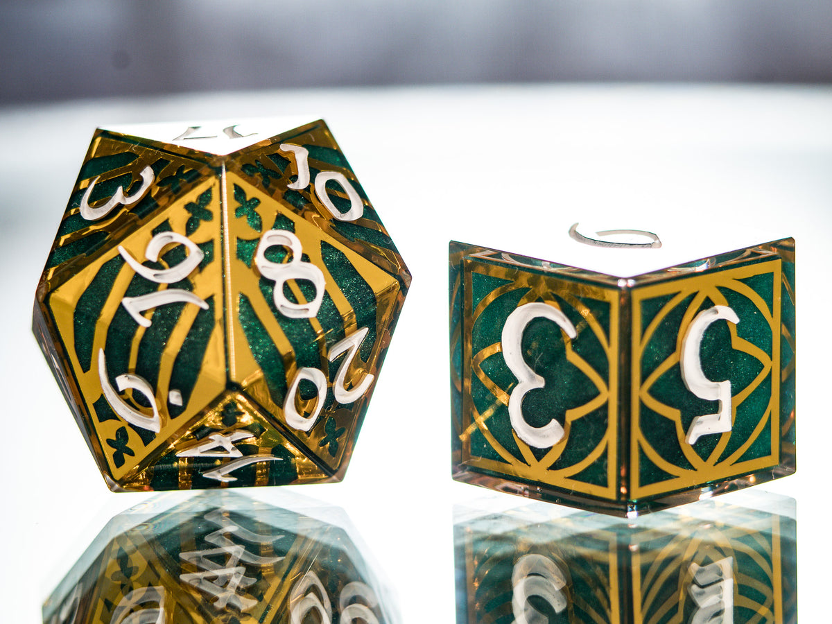 Emerald Cathedral - 7 Piece Handmade Dice
