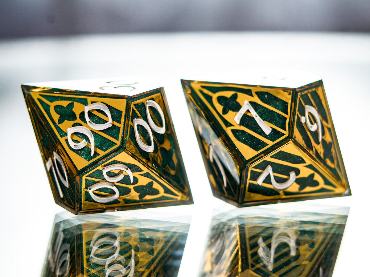 Emerald Cathedral - 7 Piece Handmade Dice