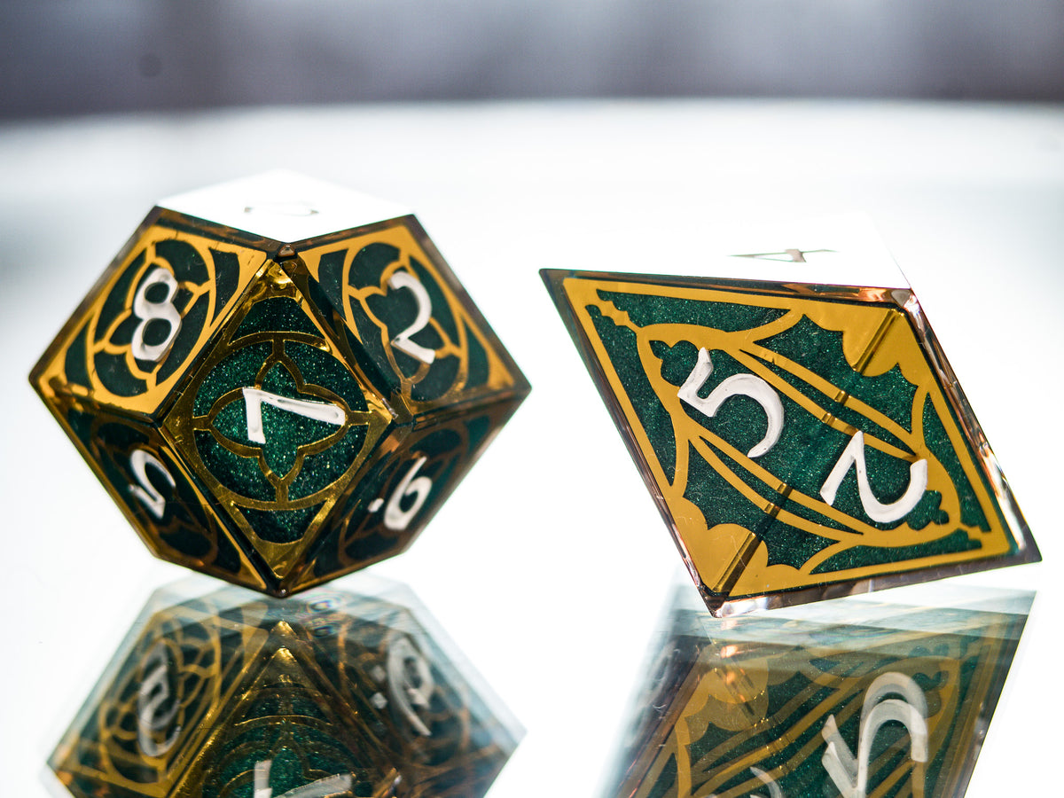 Emerald Cathedral - 7 Piece Handmade Dice