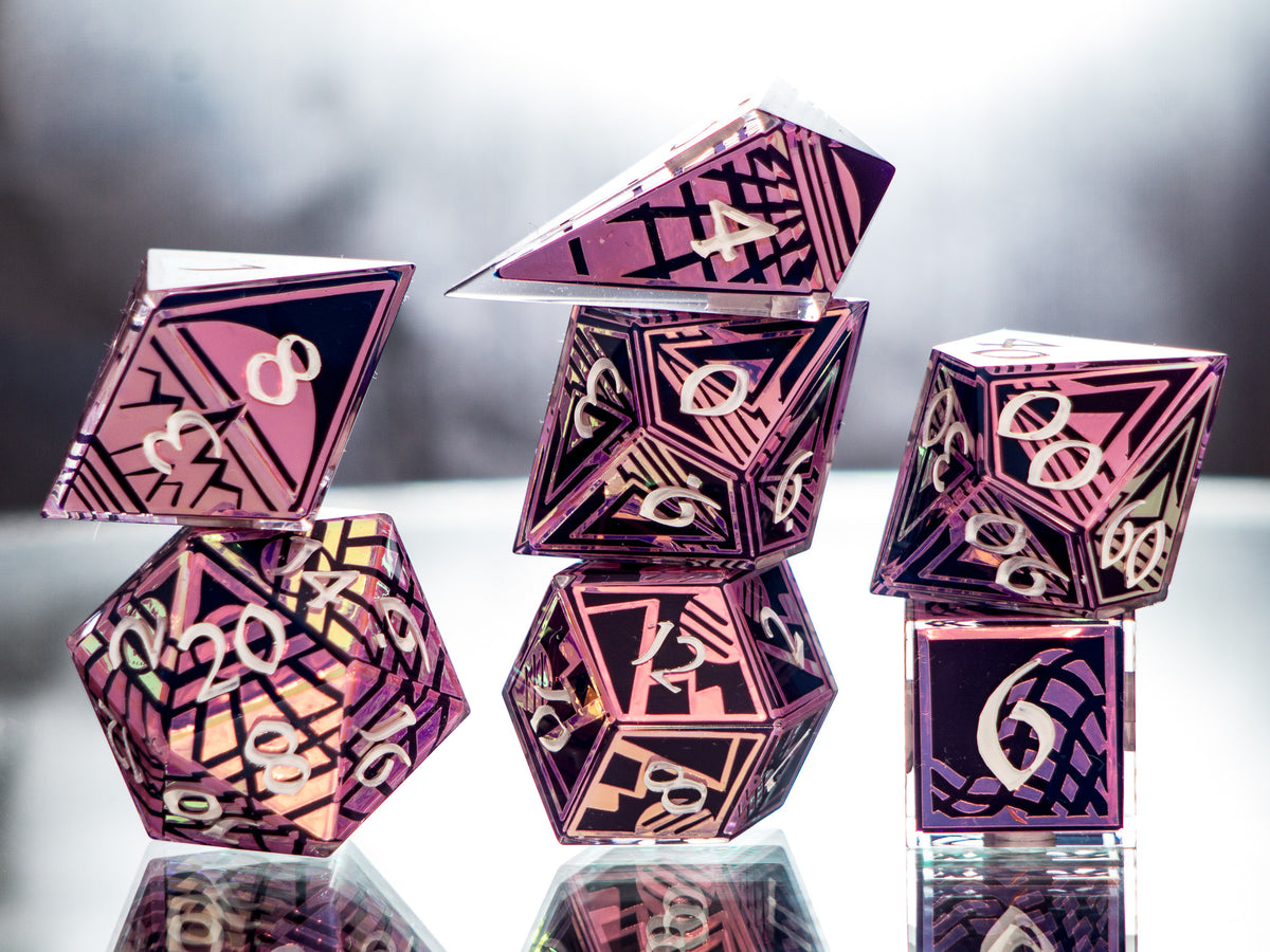 Grid Runner - 7 Piece Handmade Dice