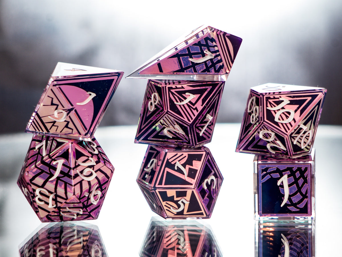 Grid Runner - 7 Piece Handmade Dice