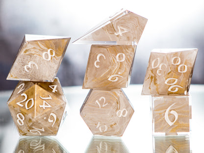 Golden Quartz - 7 Piece Handmade Dice