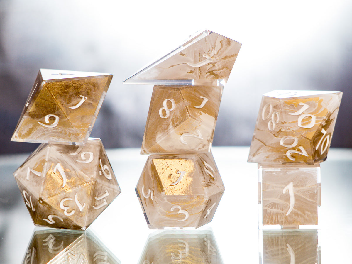 Golden Quartz - 7 Piece Handmade Dice