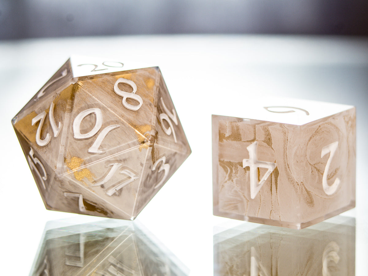 Golden Quartz - 7 Piece Handmade Dice
