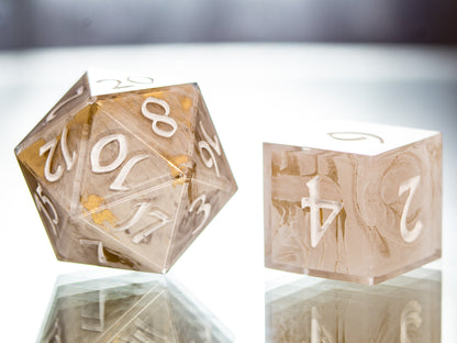 Golden Quartz - 7 Piece Handmade Dice