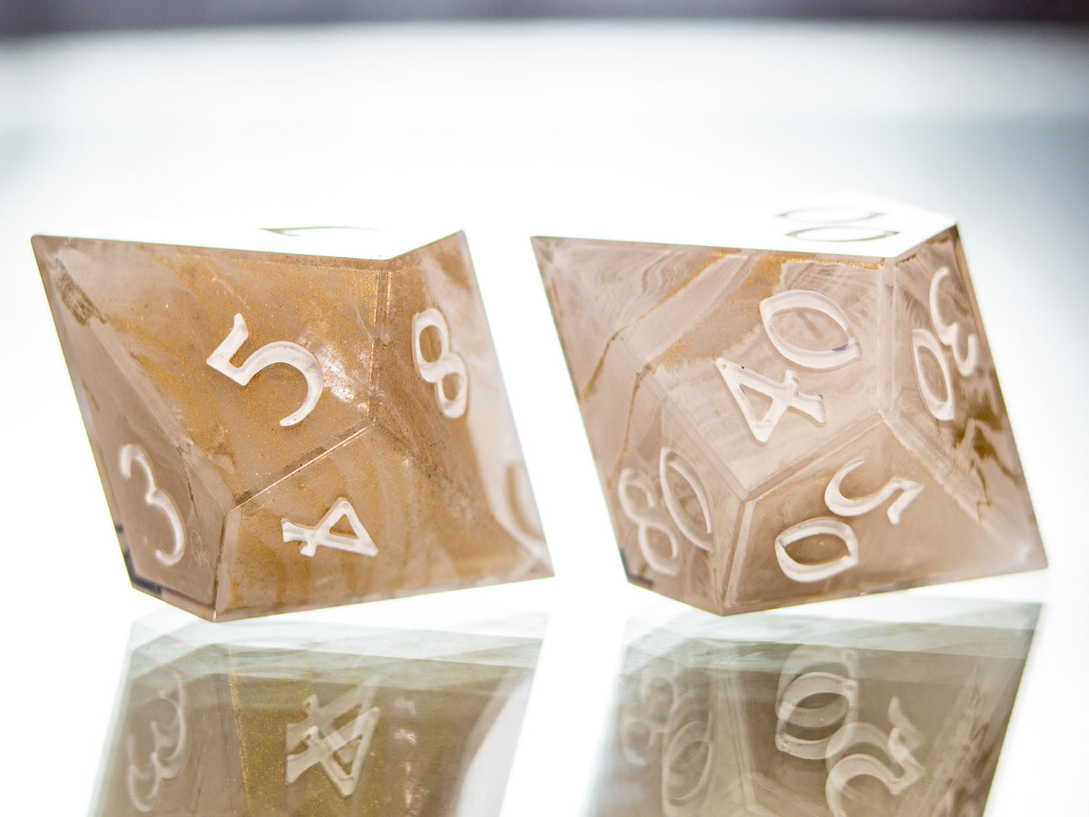 Golden Quartz - 7 Piece Handmade Dice