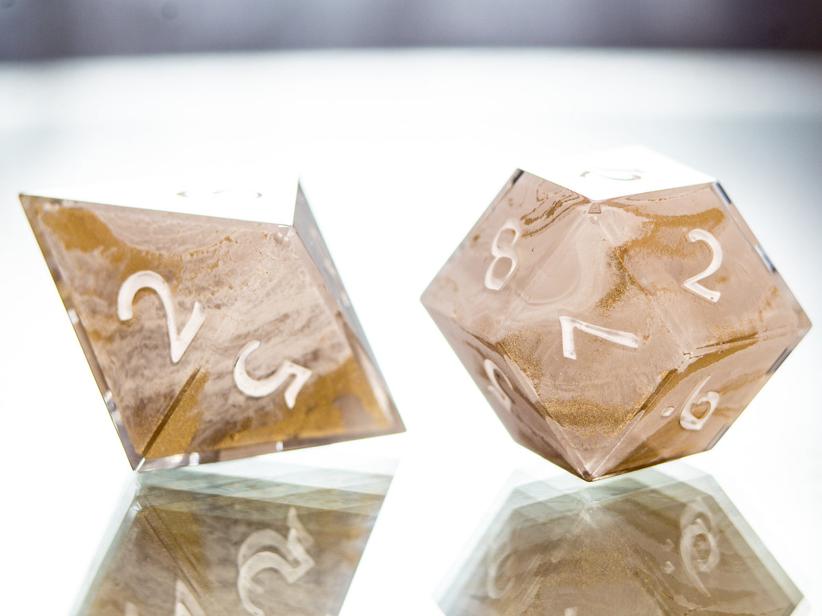 Golden Quartz - 7 Piece Handmade Dice