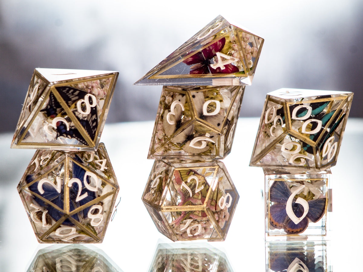 Butterfly Terrarium - 7 Piece Handmade Dice
