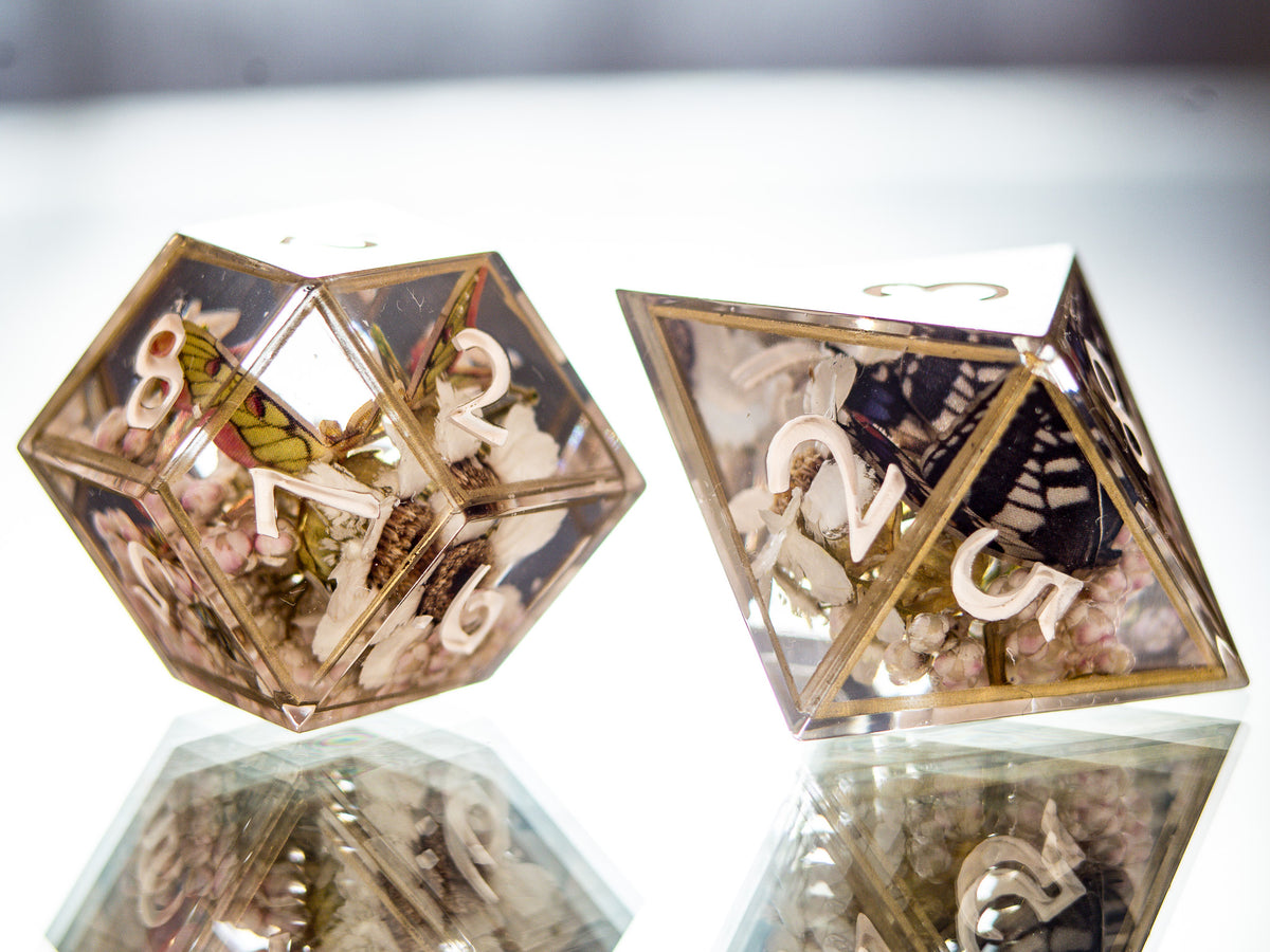 Butterfly Terrarium - 7 Piece Handmade Dice