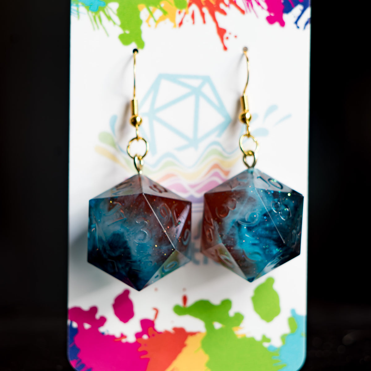 Cosmic Cliffs D20 Earrings