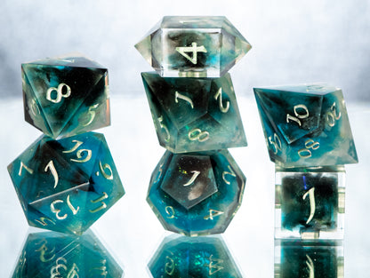 Aurora Clouds- 7 Piece Handmade Resin Dice