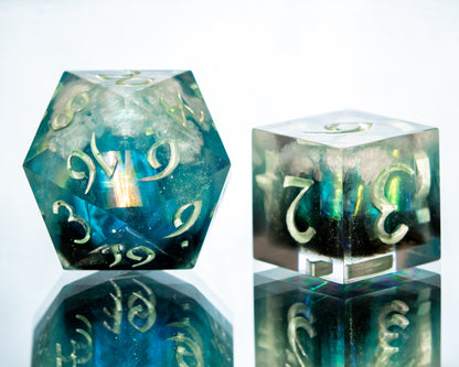 Aurora Clouds- 7 Piece Handmade Resin Dice