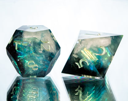 Aurora Clouds- 7 Piece Handmade Resin Dice