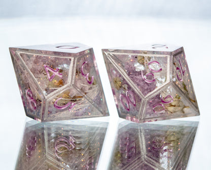 Lilac Love - 7 Piece Handmade Resin Dice