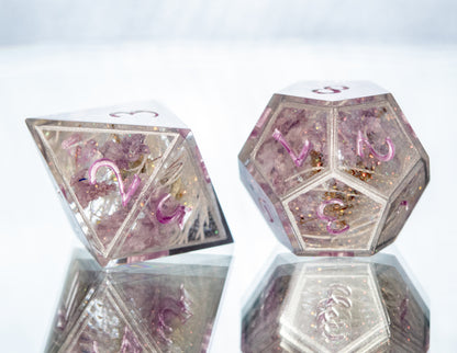 Lilac Love - 7 Piece Handmade Resin Dice