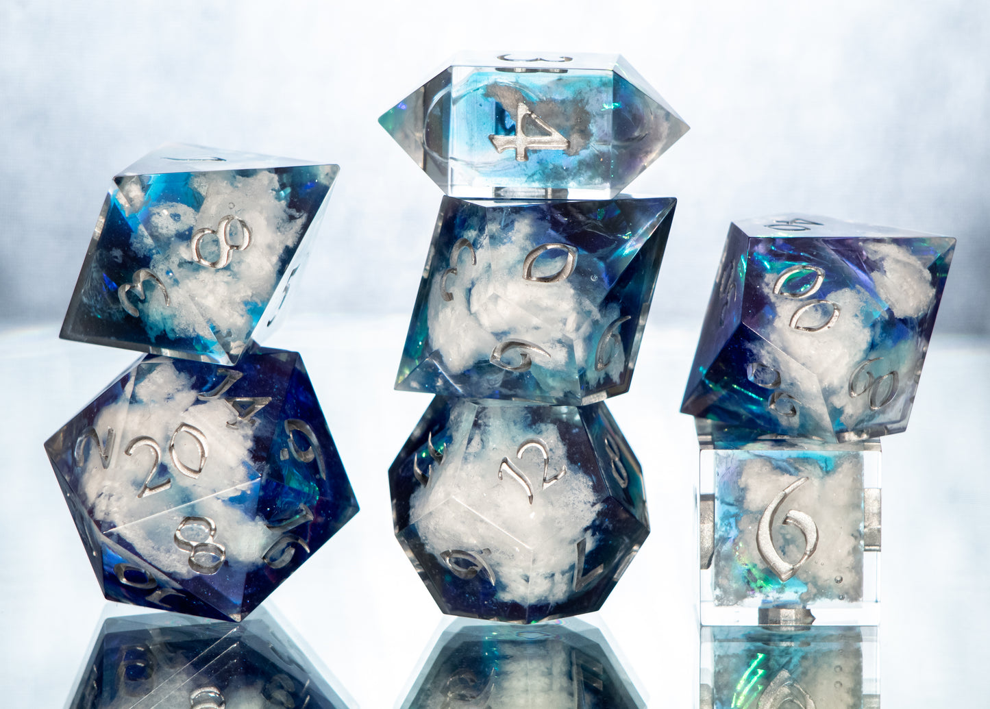 Clouds Over Coldarra - 7 Piece Handmade Resin Dice