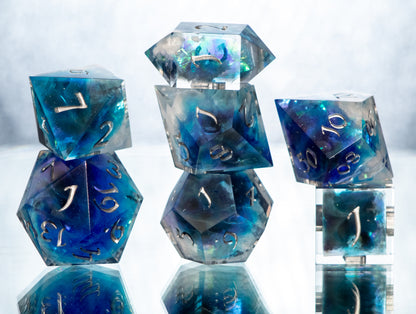 Clouds Over Coldarra - 7 Piece Handmade Resin Dice