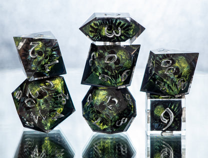 Green With Envy - 7 Piece Handmade Resin Dice